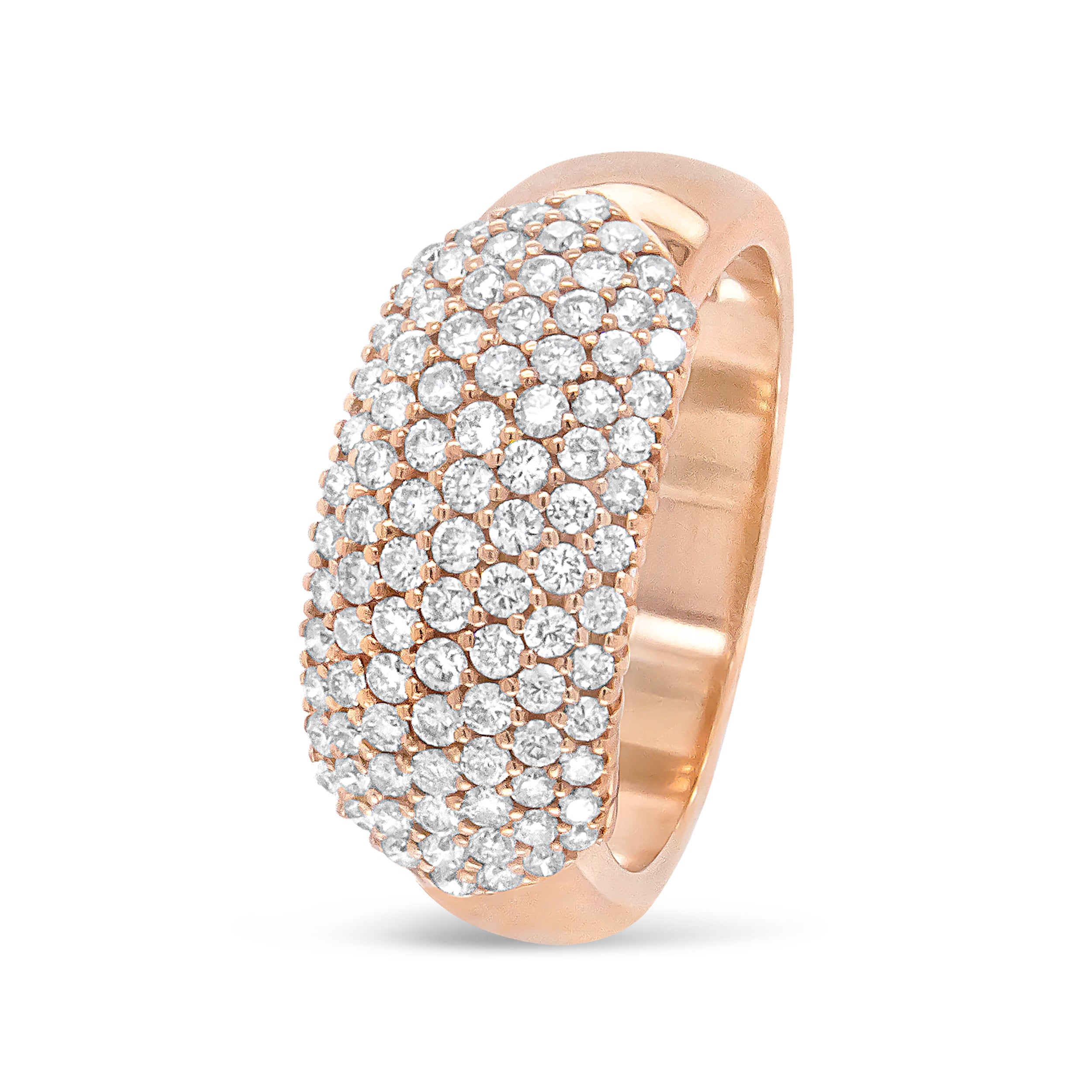 18K Rose Gold 1.00 Cttw Diamond Multi Row Dome Band Ring (F-G Color, VS1-VS2 Clarity) - Ring size 7 by Bids.com
