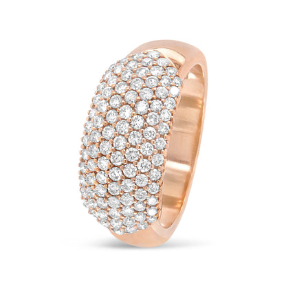 18K Rose Gold 1.00 Cttw Diamond Multi Row Dome Band Ring (F-G Color, VS1-VS2 Clarity) - Ring size 7 by Bids.com