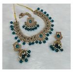 Joban Fashion Teal Blue Stone Work Necklace Set