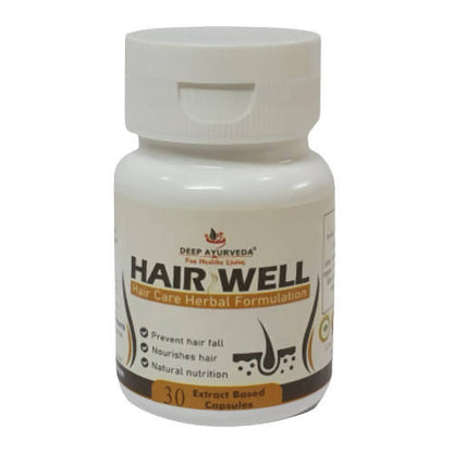 Deep Ayurveda Hair Well 500mg Veg Capsules