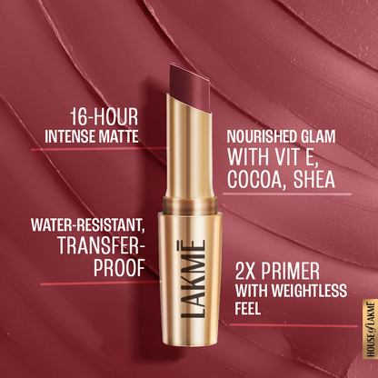 Lakme 9 To 5 Powerplay Priming Matte Lipstick - Red Rust