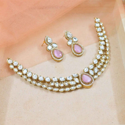 Joban Fashion Copper Peach Moissanite Necklace Set