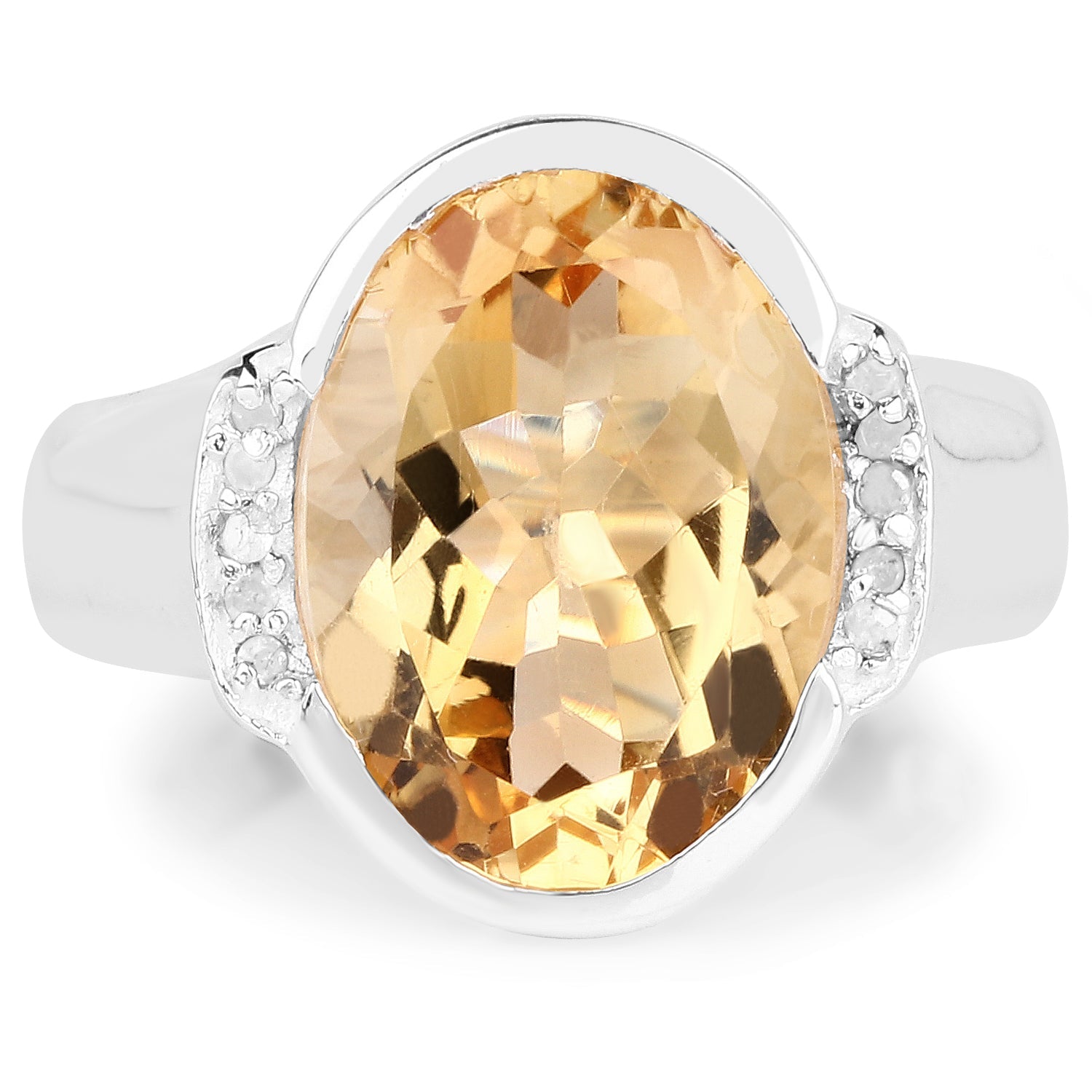 5.05 Carat Genuine Citrine and White Diamond .925 Sterling Silver Ring by Bids.com