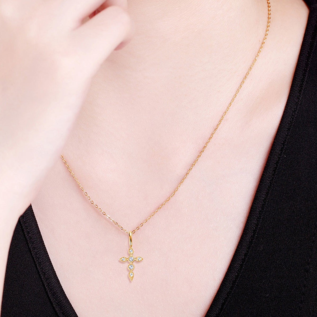 Sparkala™ Cross Pendant Necklace (18k Gold over Fine Sterling Silver) by Sparkala