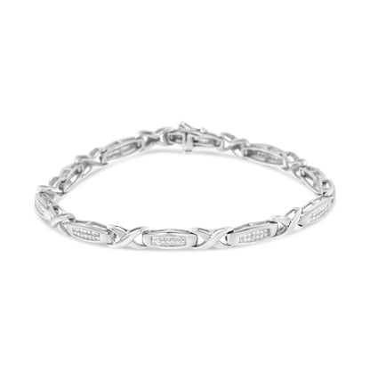 14K White Gold 1.0 Cttw Invisible-Set Princess Diamond Tennis Bracelet (H-I Color, SI1-SI2 Clarity) - 7"  DestGlow