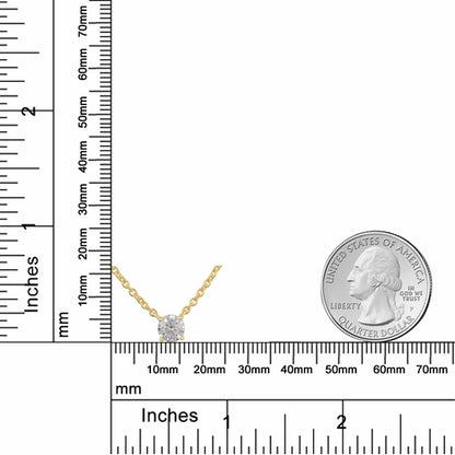 White Moissanite Chain Pendant - 6mm Round Lab Grown Sterling Silver Necklace