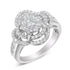 14K White Gold 1.0 Cttw Round & Baguette Cut Diamond Floral Cluster Quatrefoil Channel Set Band Cocktail Statement Ring (H-I Color, SI2-I1 Clarity) - Size 6-3/4 
