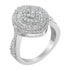 .925 Sterling Silver 1.0 Cttw Round & Baguette-Cut Diamond Marquise-Shaped Cluster Triple Stepped Halo Cocktail Fashion Ring (I-J Color, I2-I3 Clarity) - Size 7 by Bids.com