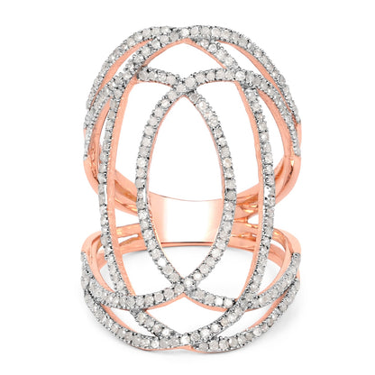 14K Rose Gold Plated 0.73 Carat Genuine White Diamond .925 Sterling Silver Ring by Bids.com