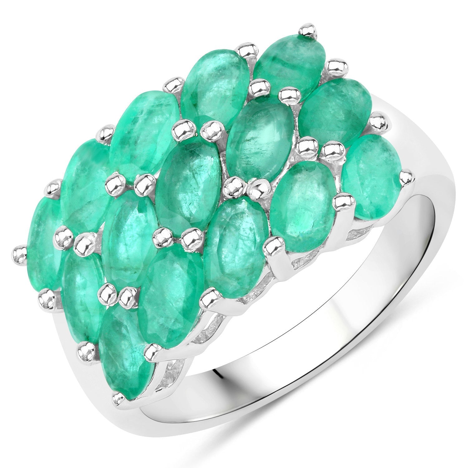 3.00 Carat Genuine Emerald .925 Sterling Silver Ring by Bids.com