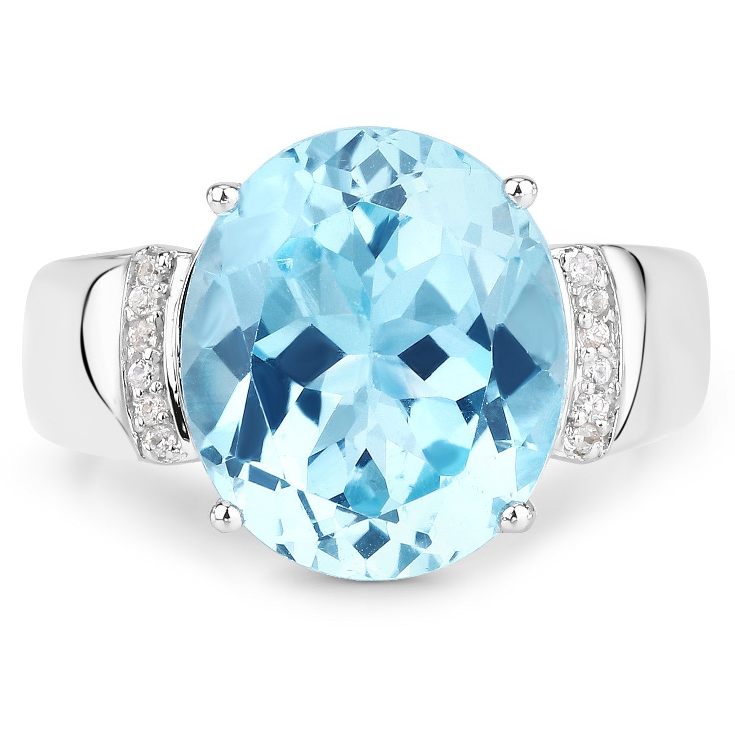 8.36 Carat Genuine Blue Topaz and White Zircon .925 Sterling Silver Ring by Bids.com