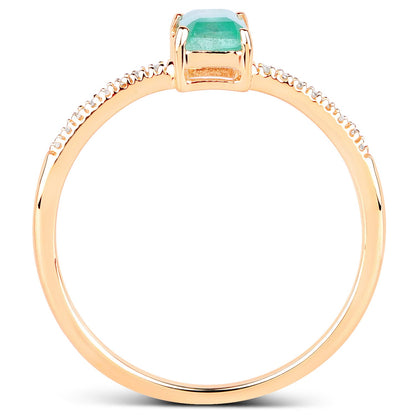 0.59 Carat Genuine Zambian Emerald and White Diamond 14K Yellow Gold Ring by Bids.com