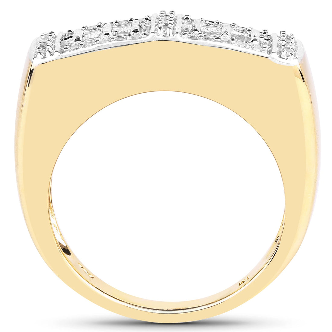 14K Yellow Gold Plated 0.19 Carat Genuine White Diamond .925 Sterling Silver Ring by Bids.com
