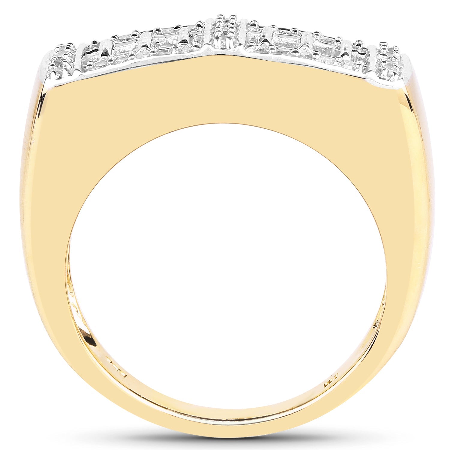 14K Yellow Gold Plated 0.19 Carat Genuine White Diamond .925 Sterling Silver Ring by Bids.com