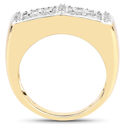 14K Yellow Gold Plated 0.19 Carat Genuine White Diamond .925 Sterling Silver Ring by Bids.com