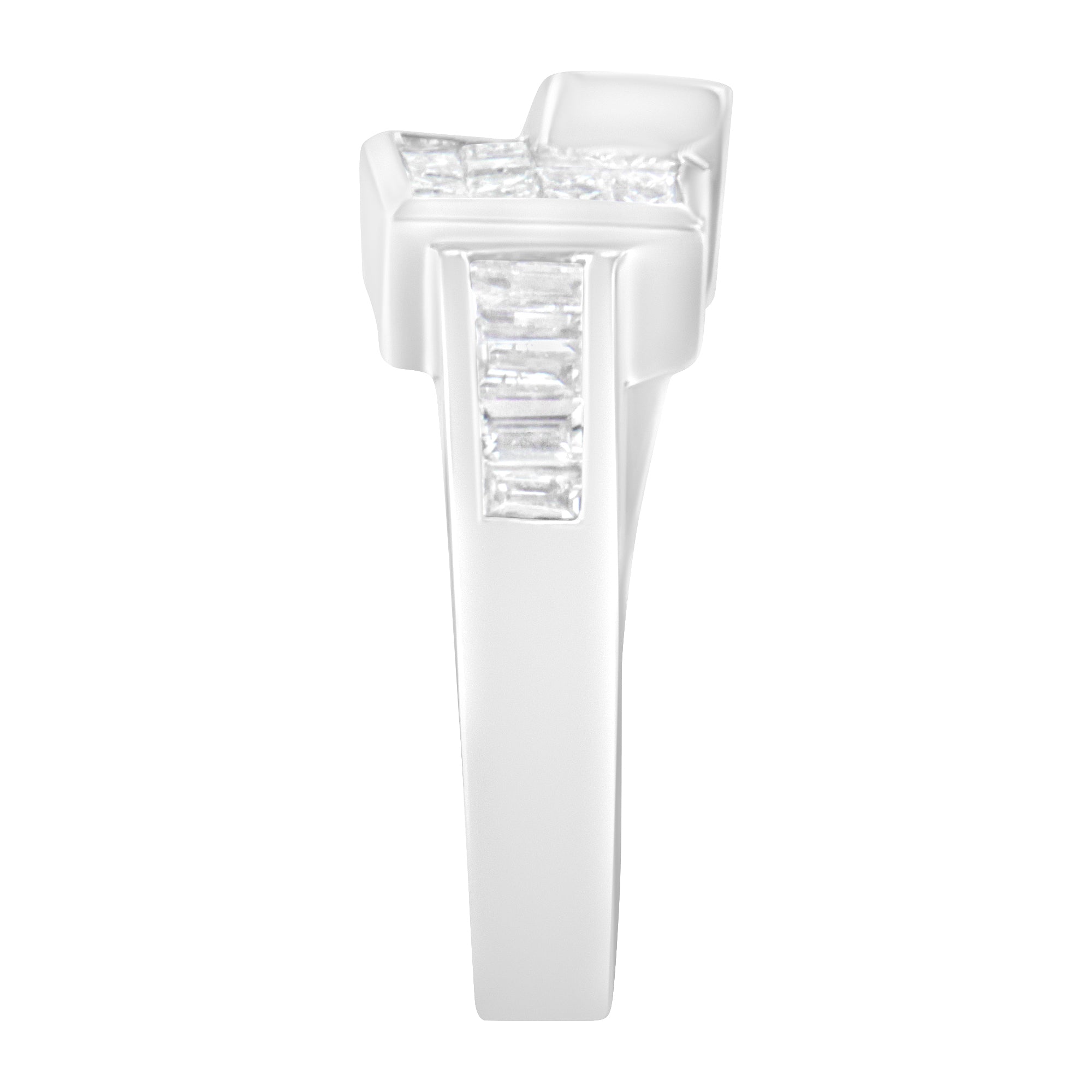 14K White Gold Princess and Baguette-cut Diamond Ring (1 1/3 Cttw, G-H Color, SI2-I1 Clarity) - Size 6-3/4  DestGlow