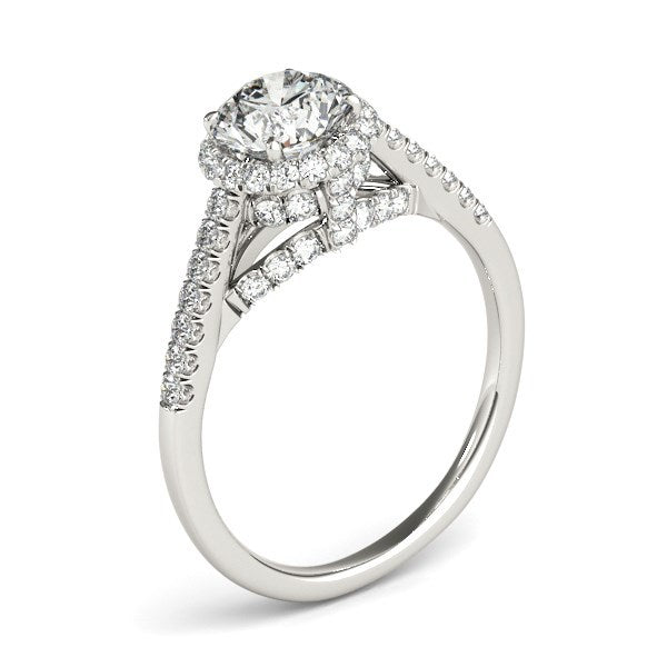 14k White Gold Round Cut Pave Set Shank Diamond Engagement Ring (1 3/8 cttw) by Bids.com