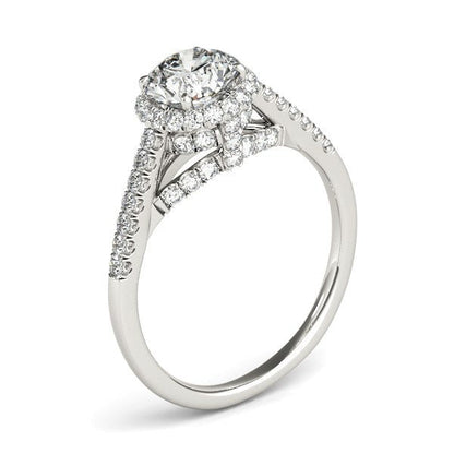 14k White Gold Round Cut Pave Set Shank Diamond Engagement Ring (1 3/8 cttw) by Bids.com