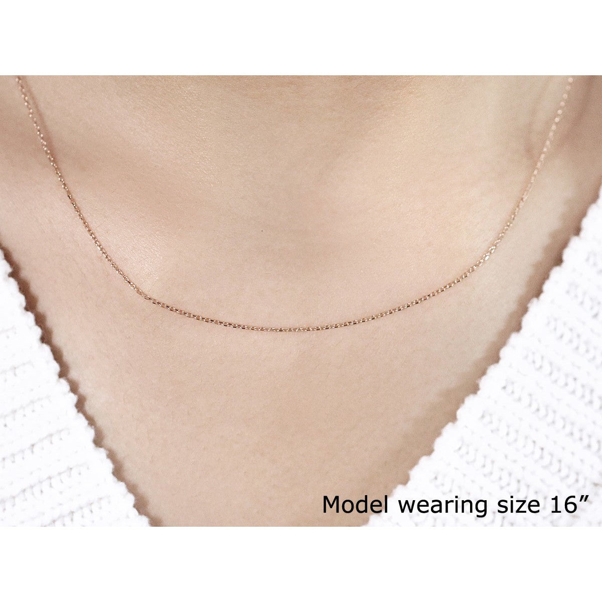 14k Pink Gold Diamond Cut Cable Link Chain 0.8mm by Bids.com