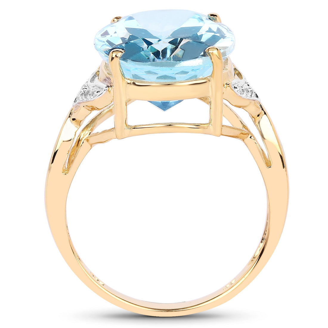 14K Yellow Gold Plated 11.32 Carat Genuine Blue Topaz and White Topaz .925 Sterling Silver Ring by Bids.com