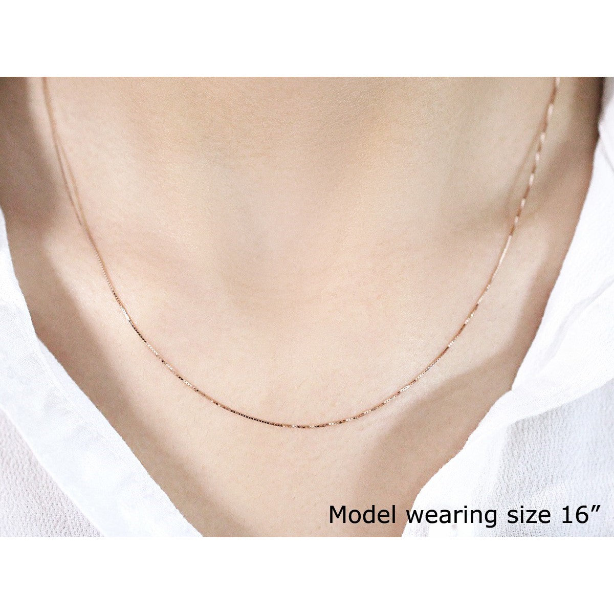 14k Rose Gold Classic Box Chain 0.6mm  DestGlow