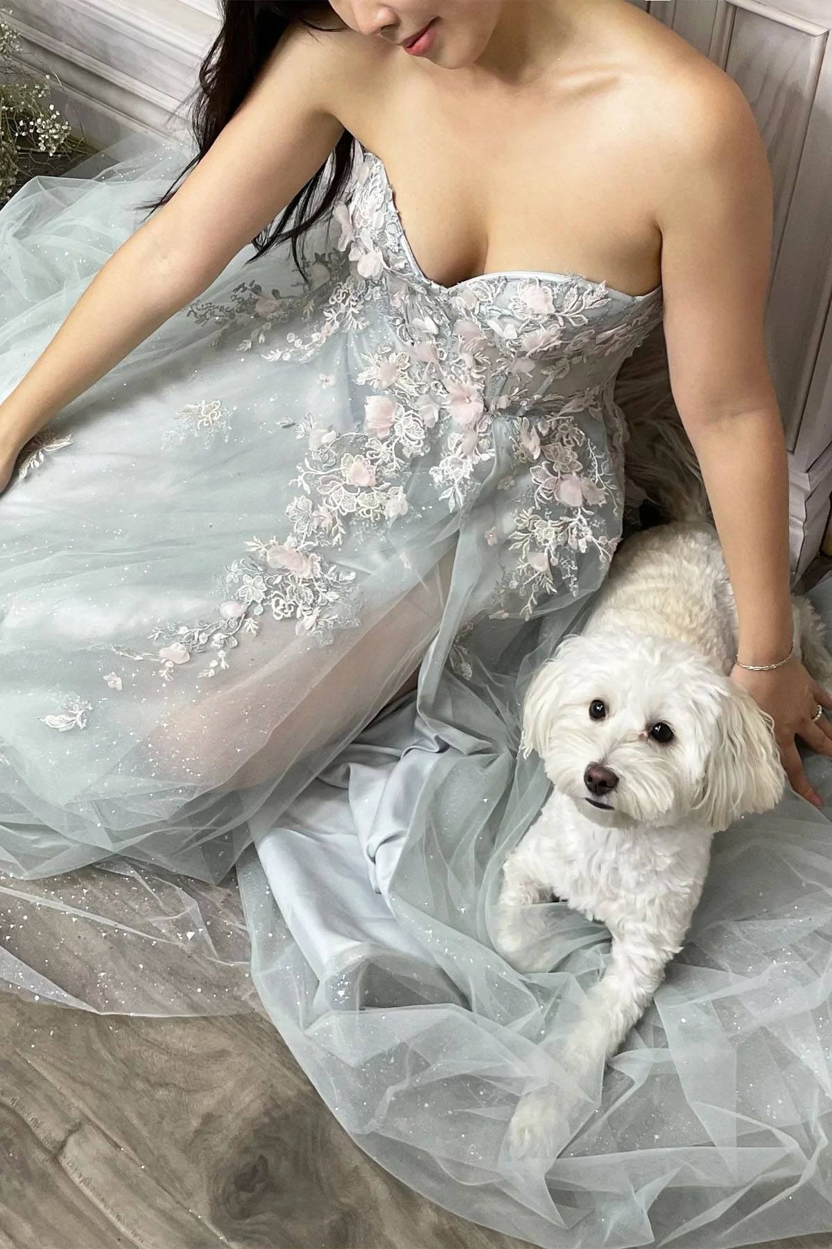 Andrea &amp; Leo A1089 Penelope Blossom Gown with Overskirt