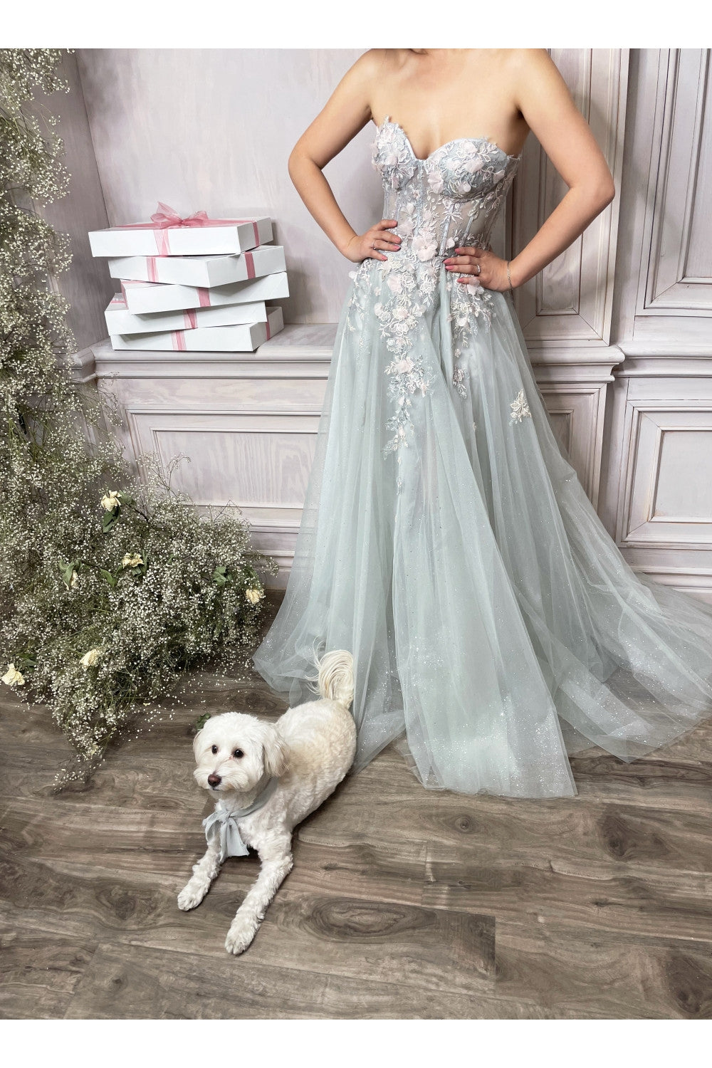 Andrea &amp; Leo A1089 Penelope Blossom Gown with Overskirt