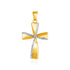 14k Two-Toned Yellow and White Gold Textured Cross Pendant  DestGlow