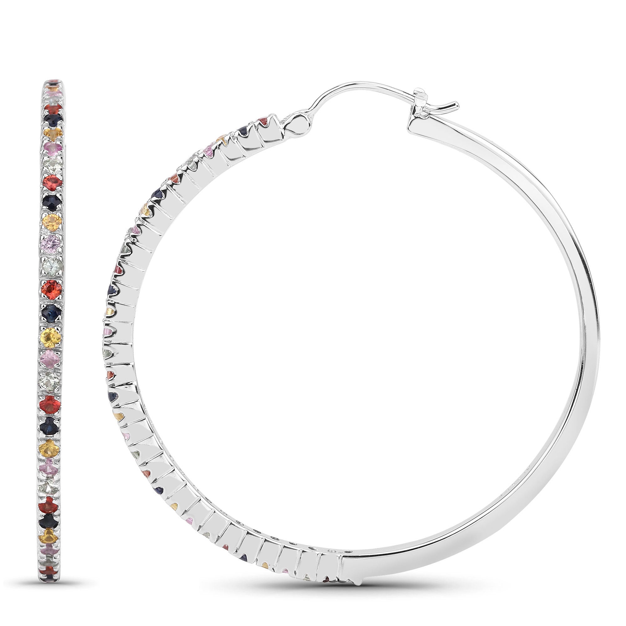 2.24 Carat Genuine Multi Sapphire .925 Sterling Silver Earrings by Bids.com