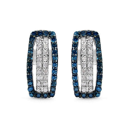 0.51 Carat Genuine Blue Diamond &amp; White Diamond .925 Sterling Silver Earrings by Bids.com