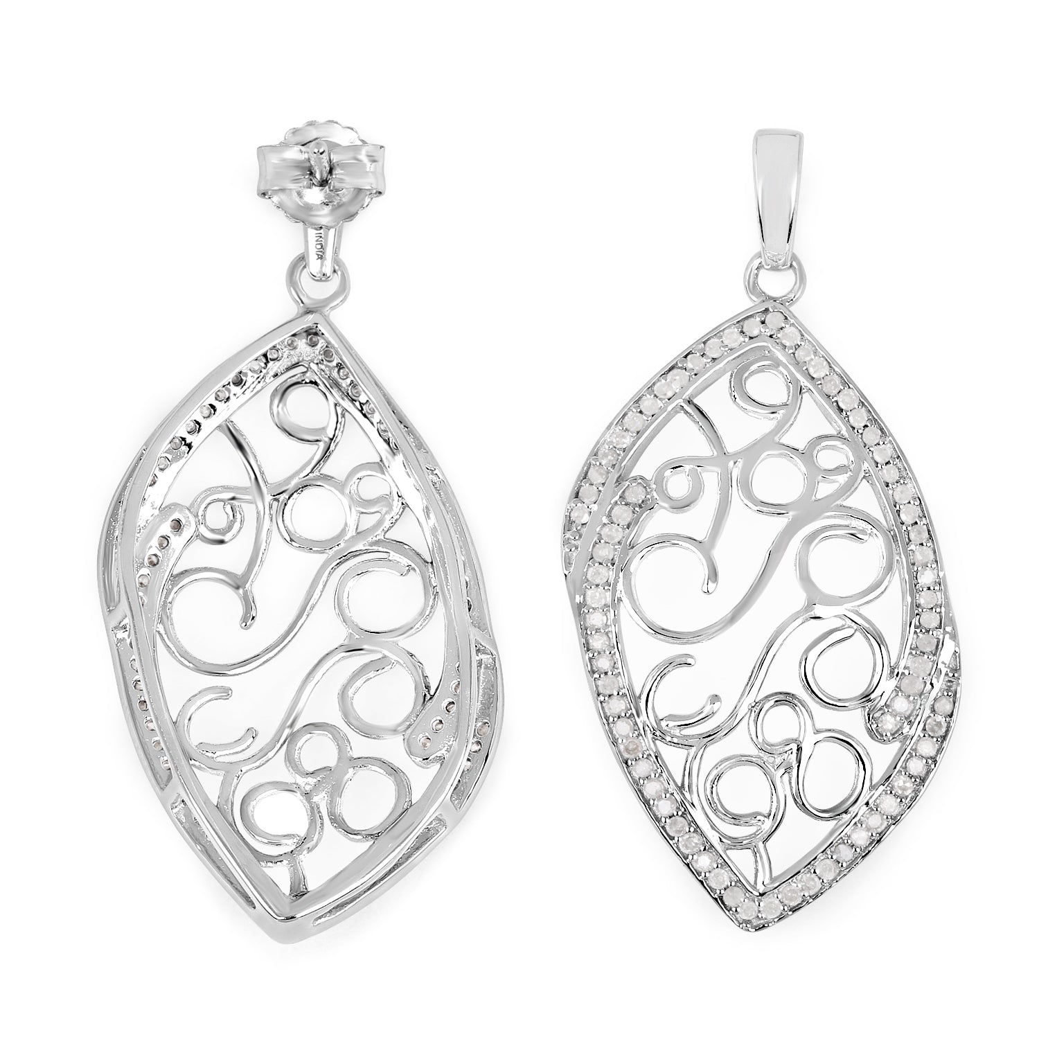 0.73 Carat Genuine White Diamond .925 Sterling Silver Earrings by Bids.com