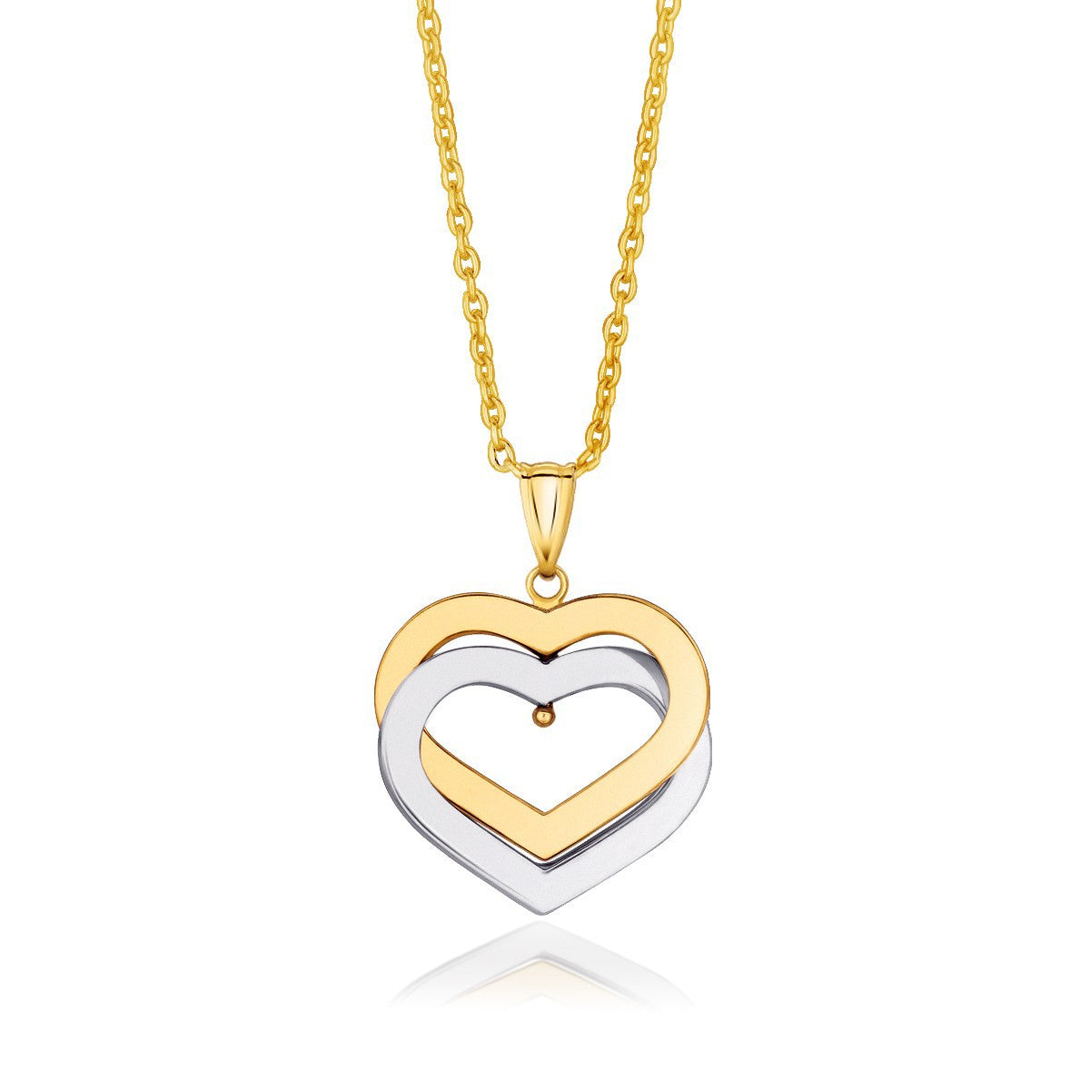 14k Two-Tone Gold Intertwined Hearts Pendant by Bids.com