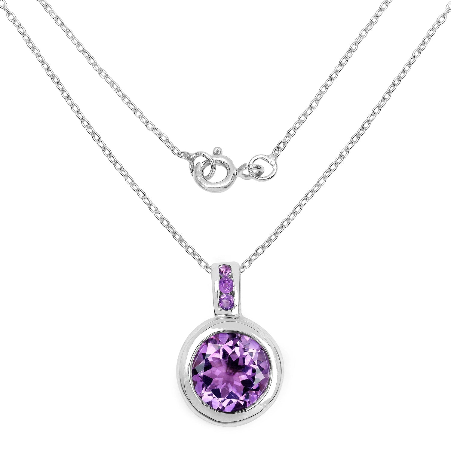 4.09 Carat Genuine Amethyst .925 Sterling Silver Pendant  DestGlow