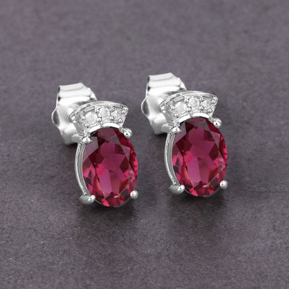 1.35 Carat Genuine Pink Tourmaline and White Diamond 14K White Gold Earrings by Bids.com