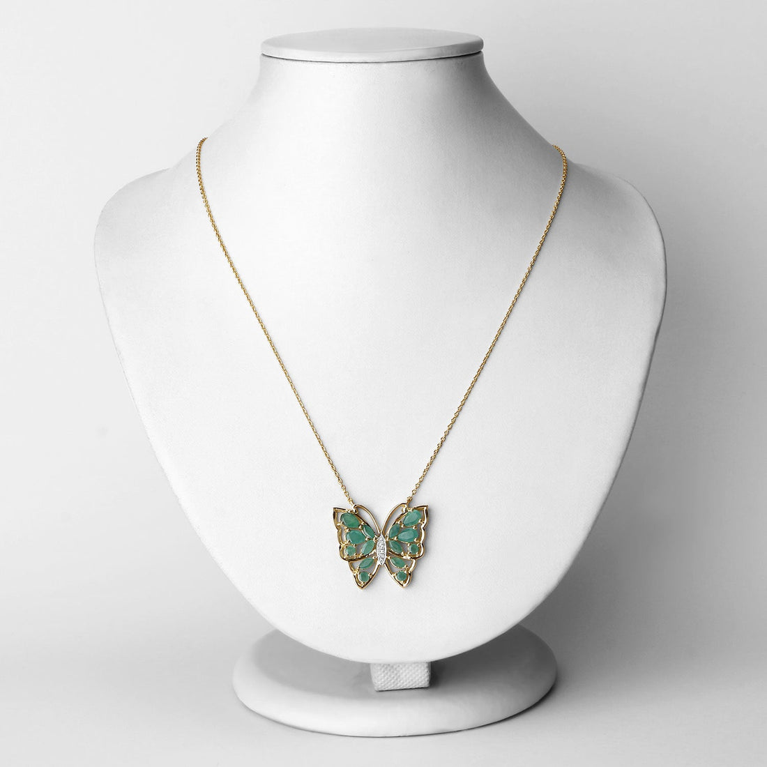 2.60 Carat Genuine Emerald and White Zircon .925 Sterling Silver Necklace by Bids.com