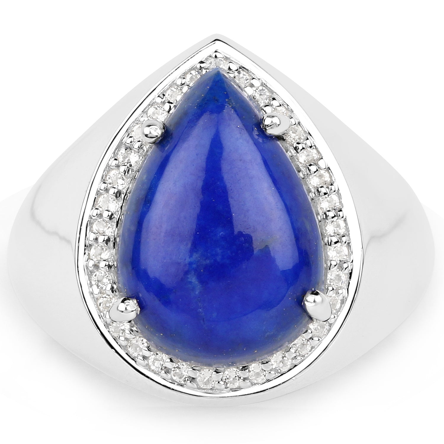 5.52 Carat Genuine Lapis and White Zircon .925 Sterling Silver Ring by Bids.com