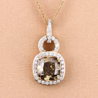 IGI Certified 2.50 Carat Genuine Brown Diamond Center and 0.31cttw White Diamond 18K Yellow Gold Pendant (2.81cttw) by Bids.com