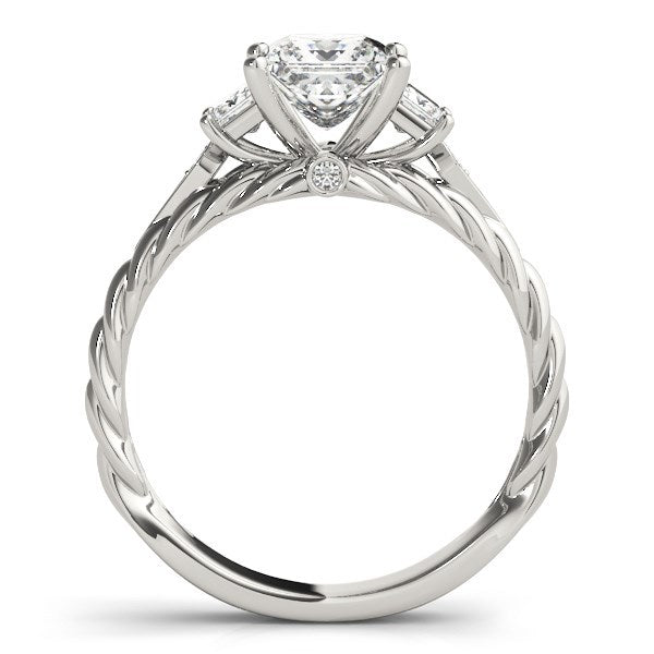 14k White Gold Princess Cut 3 Stone Antique Style Diamond Ring (1 1/8 cttw) by Bids.com