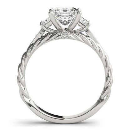 14k White Gold Princess Cut 3 Stone Antique Style Diamond Ring (1 1/8 cttw) by Bids.com