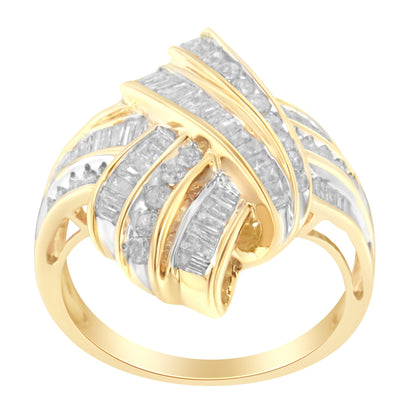 10K Yellow Gold Diamond Bypass Cocktail Ring (1 1/5 Cttw, I-J Color, I2-I3 Clarity) - Size 8 by Bids.com