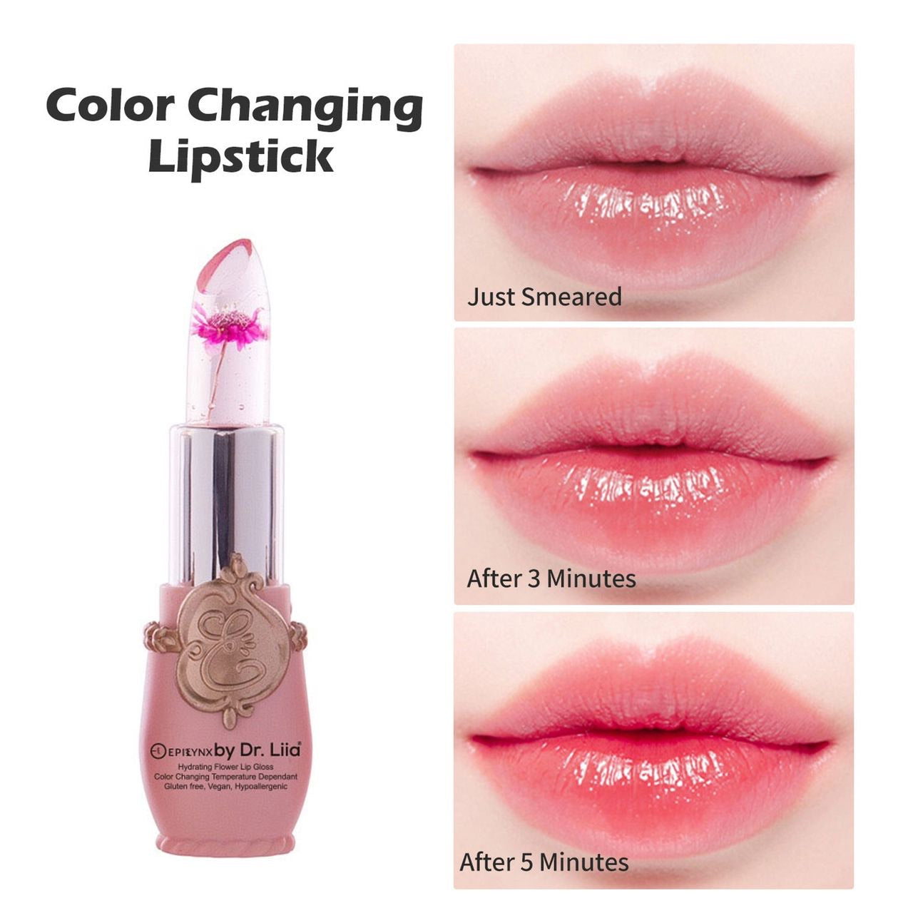 Color-Changing Flower Lip Gloss – Vegan, Gluten-Free, Hydrating Lip Balm by EpiLynx