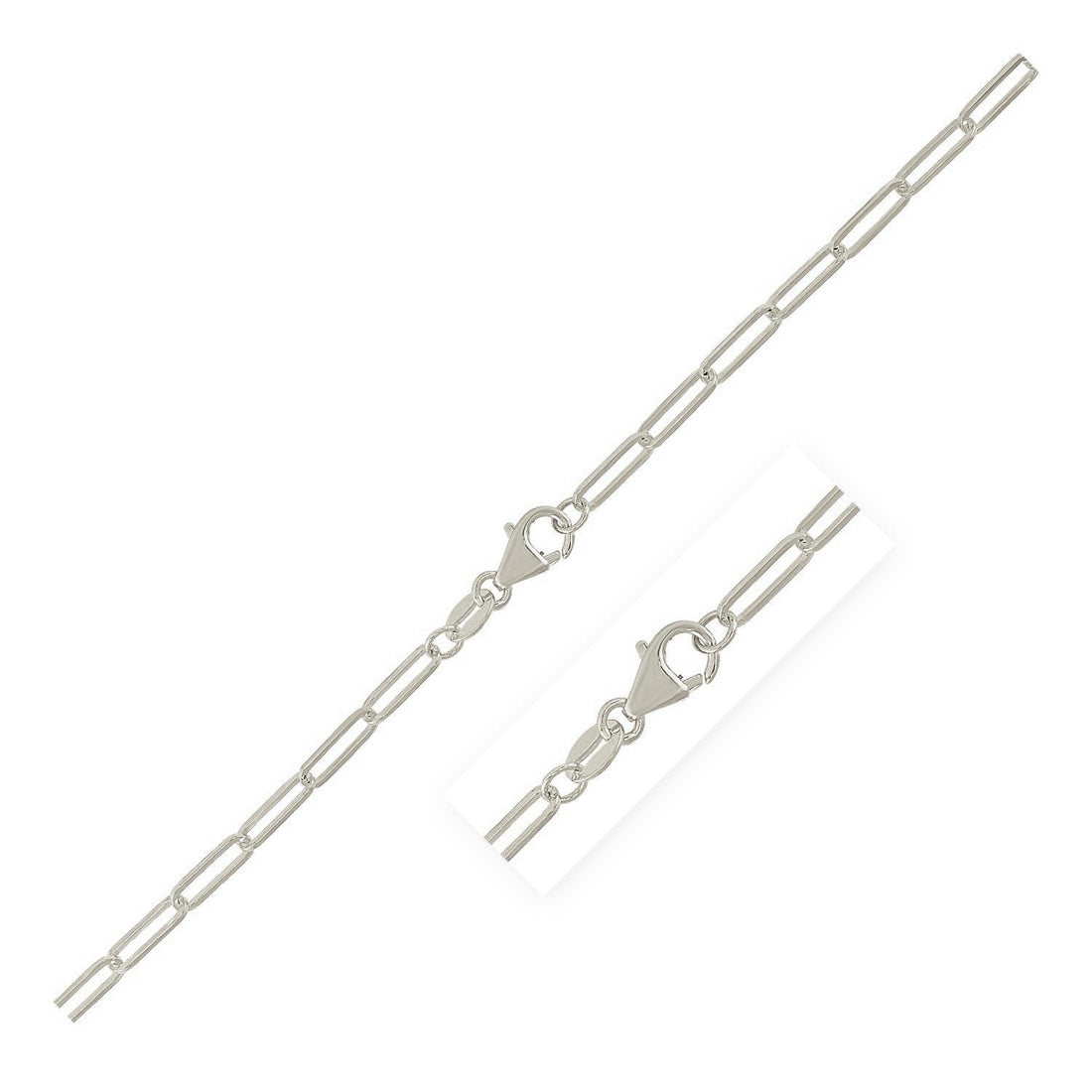 Sterling Silver Rhodium Plated Paperclip Chain (2.5 mm) by Bids.com