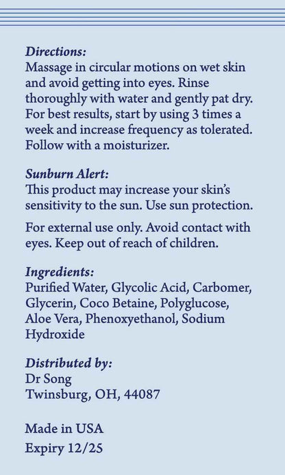 Korean Skin Care -  Glycolic Acid Face Wash - Exfoliating Face Wash with 10% Glycolic Acid, AHA for anti Aging, Acne and Wrinkles Korean Beauty