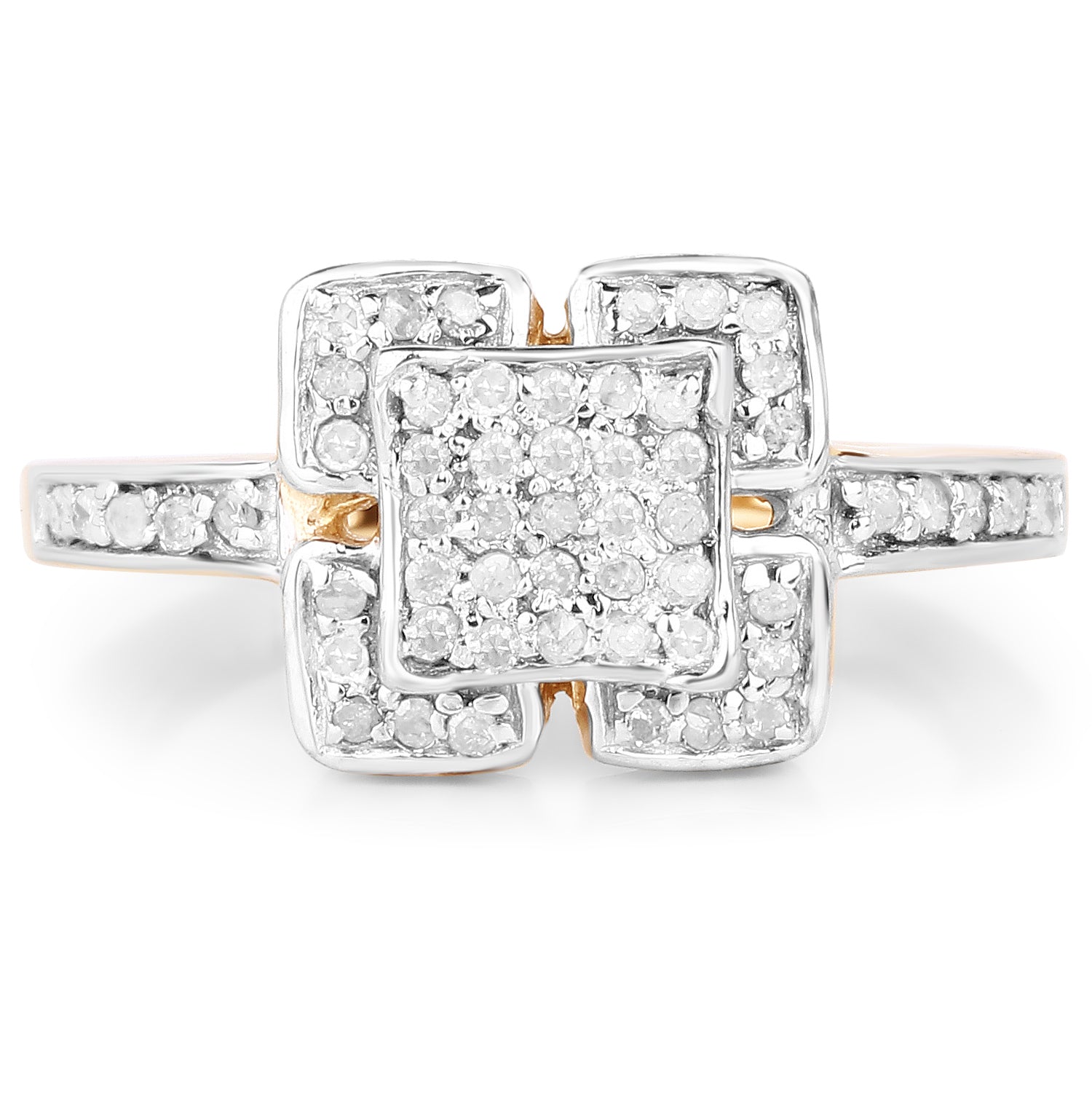 14K Yellow Gold Plated 0.24 Carat Genuine White Diamond .925 Sterling Silver Ring by Bids.com