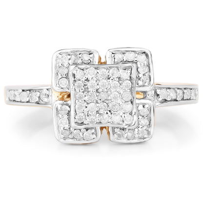 14K Yellow Gold Plated 0.24 Carat Genuine White Diamond .925 Sterling Silver Ring by Bids.com