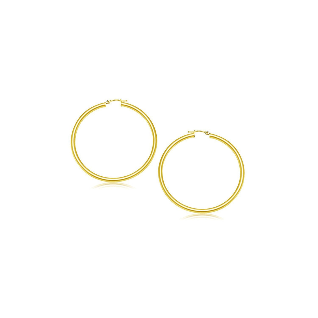 14k Yellow Gold Polished Hoop Earrings (15 mm) by Bids.com