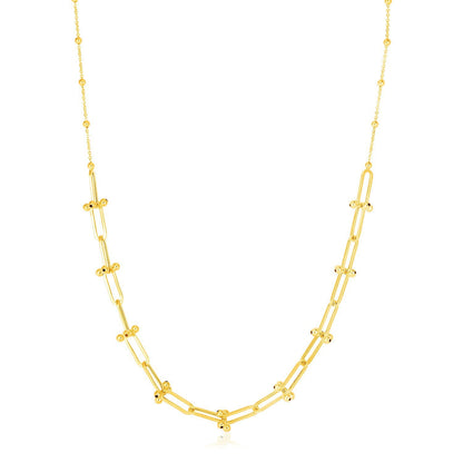 14k Yellow Gold Beaded U Link Chain Necklace by Bids.com
