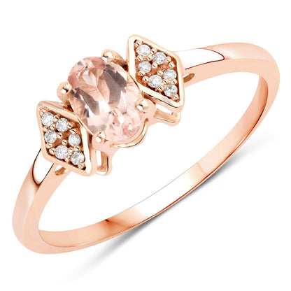 0.46 Carat Genuine Morganite and White Diamond 14K Rose Gold Ring by Bids.com