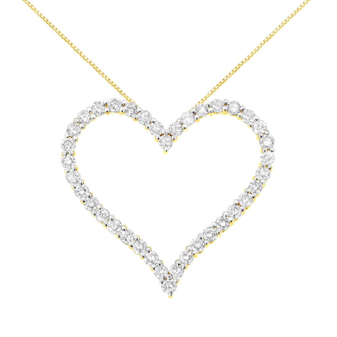 10k Yellow Gold Plated .925 Sterling Silver 3.0 cttw Round-Cut Diamond Open Heart Pendant Necklace (J-K Color, I1-I2 Clarity) - 18" by Bids.com