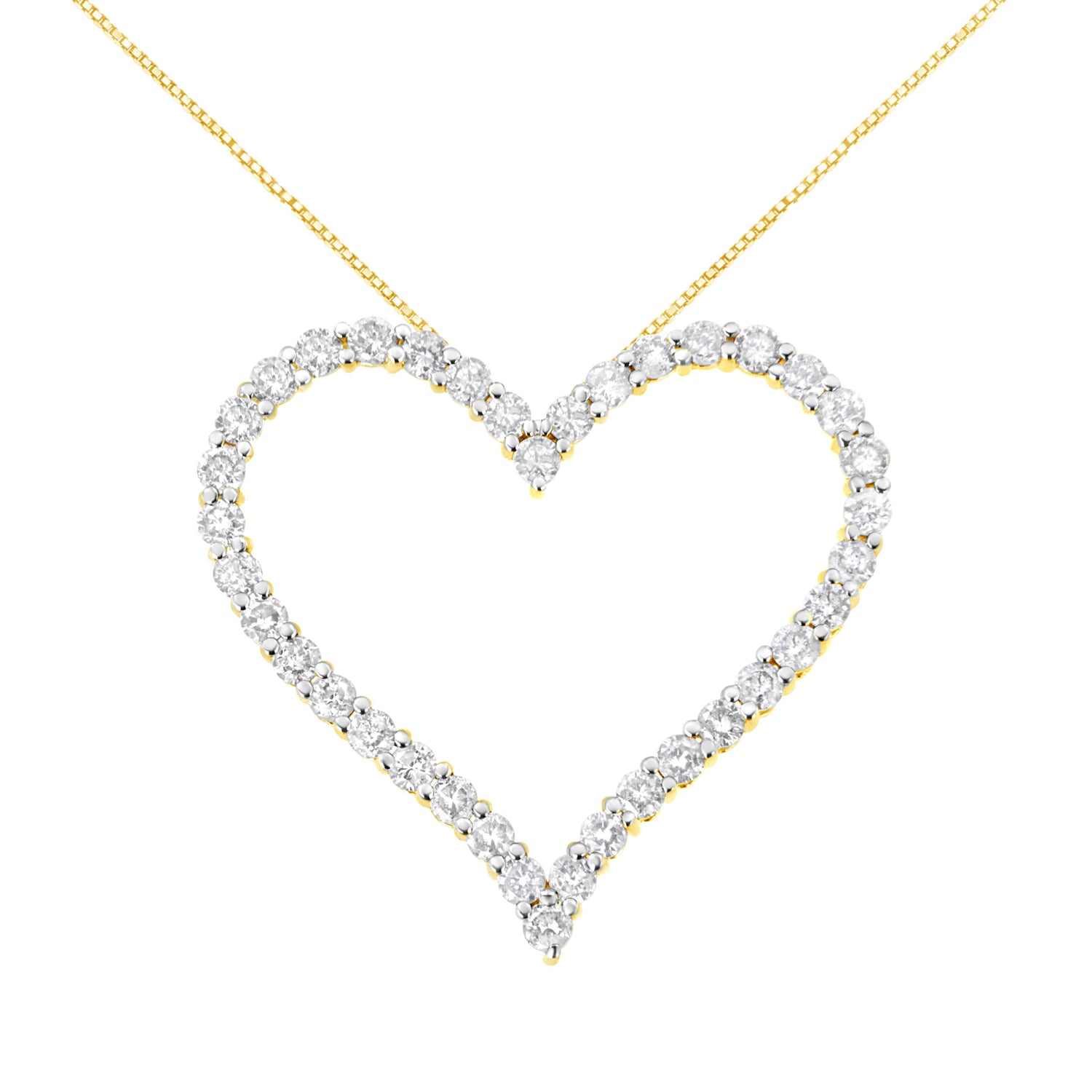 10k Yellow Gold Plated .925 Sterling Silver 3.0 cttw Round-Cut Diamond Open Heart Pendant Necklace (J-K Color, I1-I2 Clarity) - 18" by Bids.com